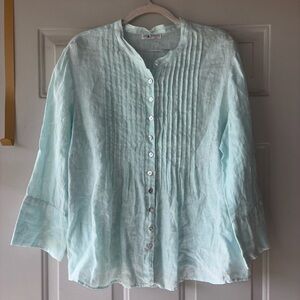 Russ Berens Malibu USA linen pintuck top size M